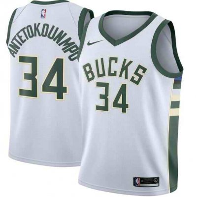 Men's Milwaukee Bucks #34 Giannis Antetokounmpo White Association Edition Stitched Swingman Jersey