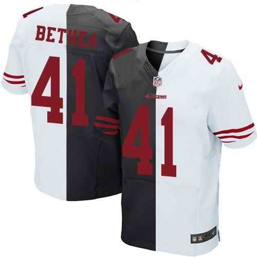 Nike 49ers #41 Antoine Bethea Black/White Men's Stitched NFL Elite Split Jersey