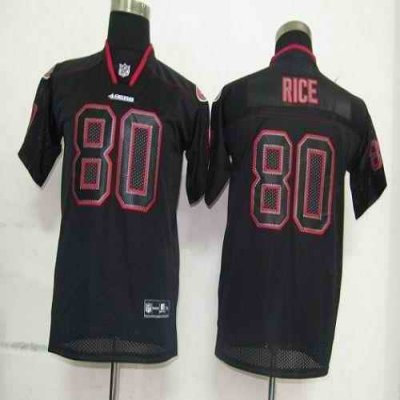 49ers #80 Jerry Rice Lights Out Black Stitched Youth NFL Jersey