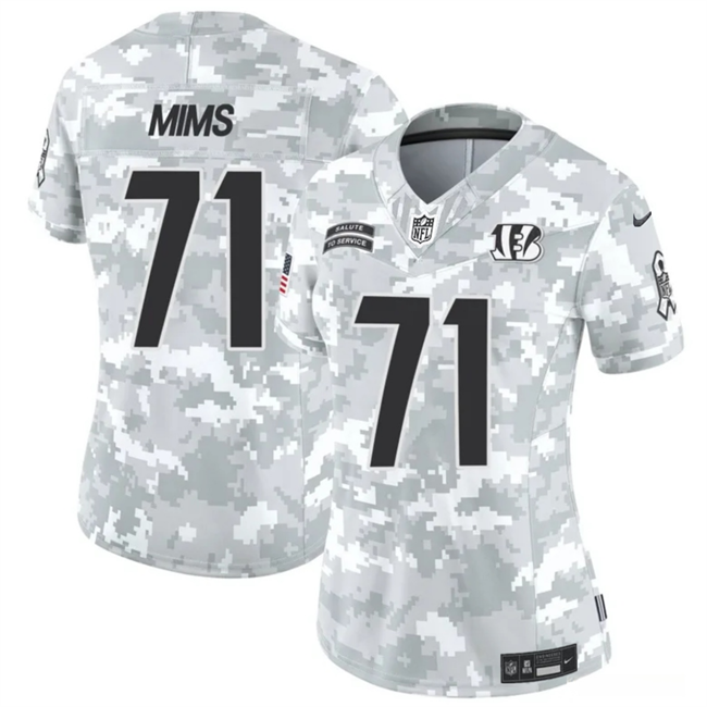 Women's Cincinnati Bengals #71 Amarius Mims 2024 F.U.S.E Arctic Camo Salute to Service Limited Stitched Football Jersey(Run Small)