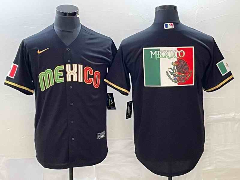 Men's Mexico Baseball Black 2023 World Baseball Classic Team Big Logo Stitched Jersey