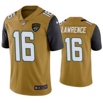 Men's Jacksonville Jaguars #16 Trevor Lawrence Yellow Color Rush Stitched Jersey