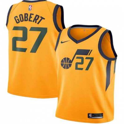 Men's Utah Jazz #27 Rudy Gobert Yellow Statement Edition Swingman Stitched Jersey