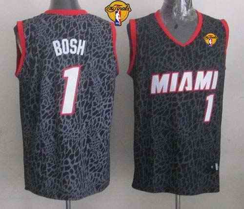 Heat #1 Chris Bosh Black Crazy Light Finals Patch Stitched NBA Jersey