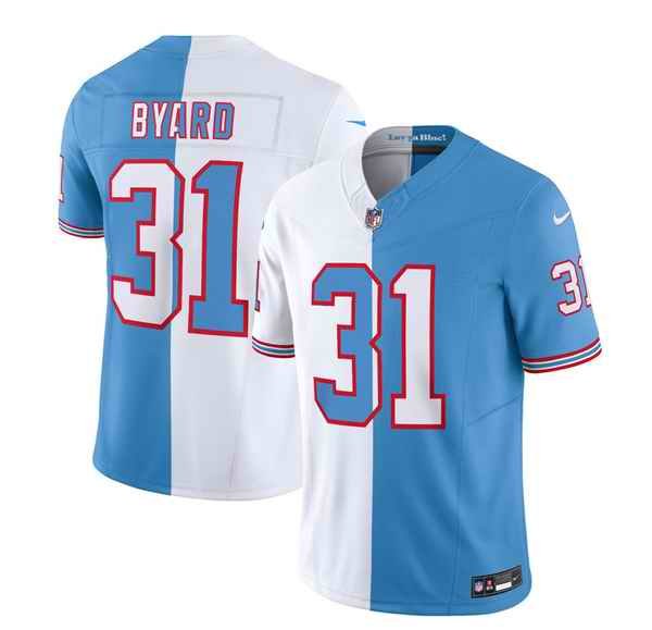 Men's Tennessee Titans #31 Kevin Byard White/Blue 2023 F.U.S.E. Split Vapor Limited Throwback Stitched Football Jersey