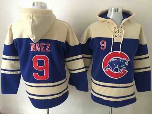 Cubs #9 Javier Baez Blue Sawyer Hooded Sweatshirt MLB Hoodie