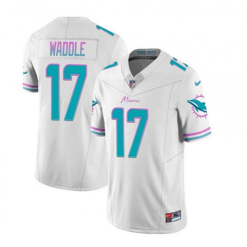 Men's Miami Dolphins #17 Jaylen Waddle White 2023 F.U.S.E Vapor Limited Stitched Football Jersey