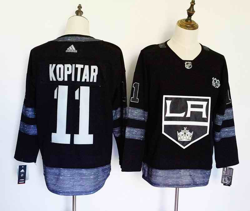 Men's Adidas Los Angeles Kings #11 Anze Kopitar Black 1917-2017 100th Anniversary Stitched NHL Jersey