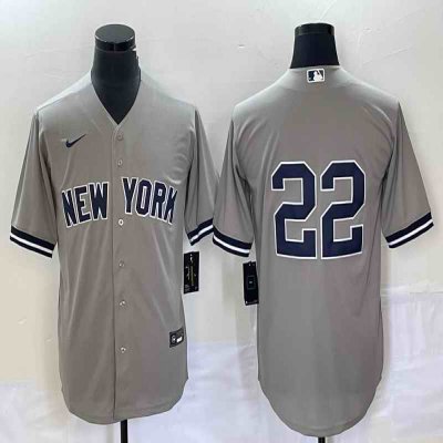 Men's New York Yankees #22 Juan Soto Gray Cool Base Stitched Baseball Jersey