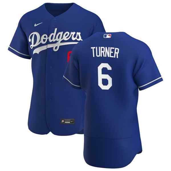 Men's Los Angeles Dodgers #6 Trea Turner Royal  Flex Base Stitched Jersey