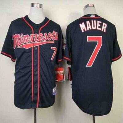 Twins #7 Joe Mauer Stitched Navy Blue Cool Base MLB Jersey