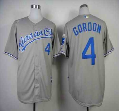 Royals #4 Alex Gordon Grey Cool Base Stitched MLB Jersey