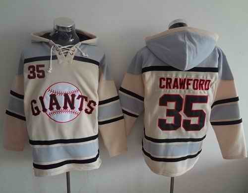 Giants #35 Brandon Crawford Cream Sawyer Hooded Sweatshirt MLB Hoodie