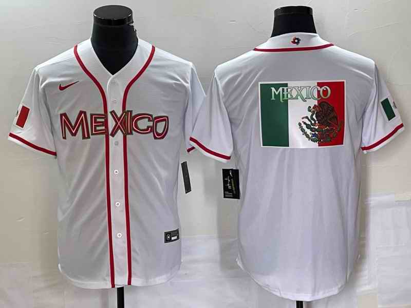 Men's Mexico Baseball 2023 White World Baseball Classic Team Big Logo Stitched Jersey