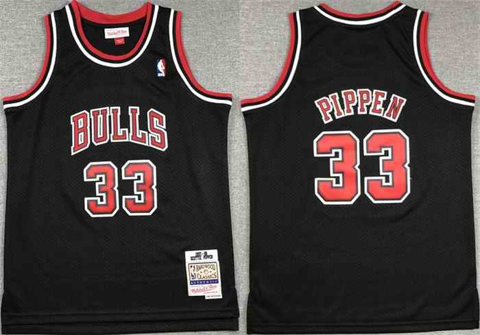 Youth Chicago Bulls #33 Scottie Pippen Black Stitched Basketball Jersey