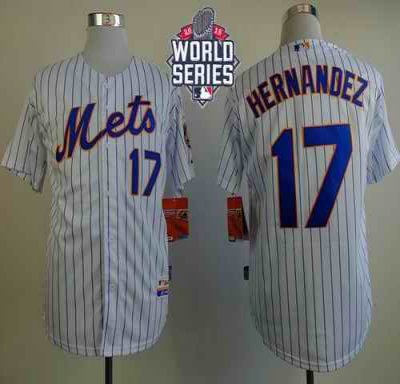 Youth New York Mets #17 Keith Hernandez White(Blue Strip) Home Cool Base W/2015 World Series Patch Stitched MLB Jersey