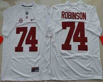 Crimson Tide #74 Cam Robinson White Limited Stitched NCAA Jersey