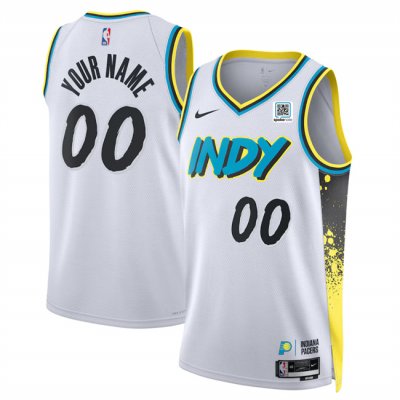 Men's Indiana Pacers Active Player Custom White 2024/25 City Edition  Stitched Basketball Jersey