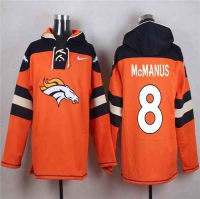 Nike Broncos #8 Brandon McManus Orange Player Pullover NFL Hoodie