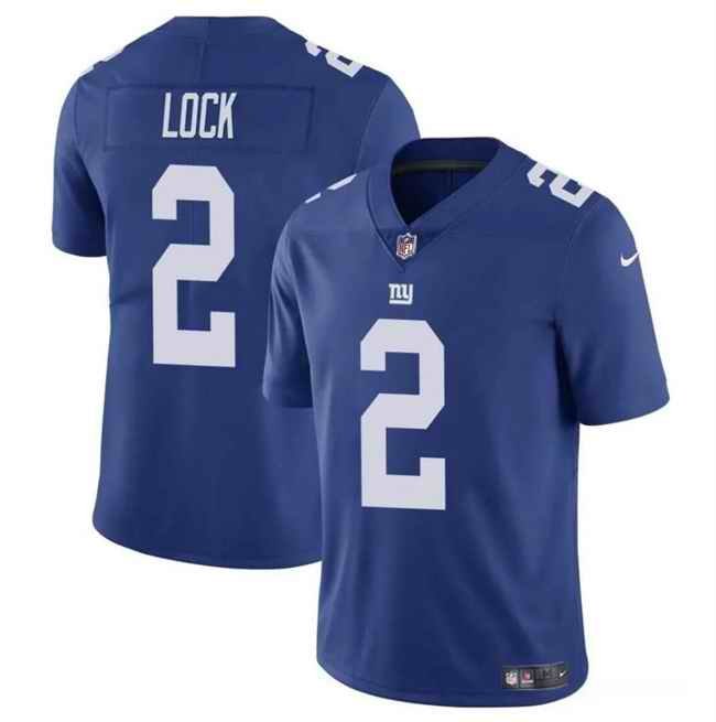 Men's New York Giants #2 Drew Lock Blue Vapor Untouchable Limited Stitched Jersey