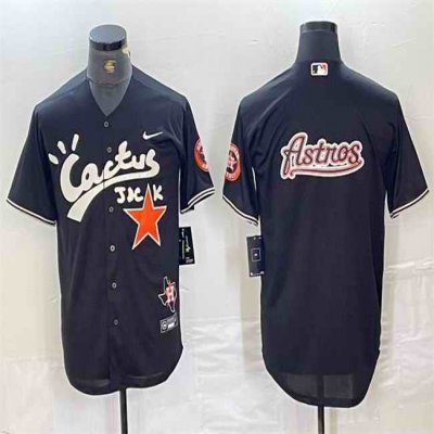 Men's Houston Astros Team Big Logo Black Cactus Jack Vapor Premier Limited Stitched Baseball Jersey