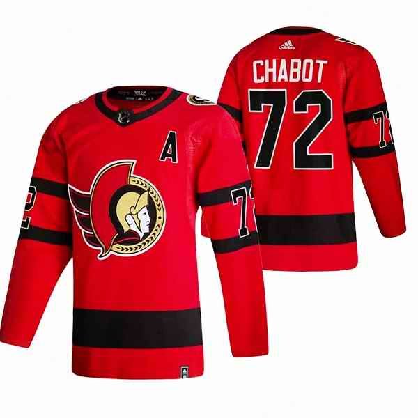 Men's Ottawa Senators #72 Thomas Chabot 2021 Red Reverse Retro Stitched Jersey