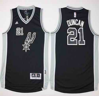 Spurs #21 Tim Duncan Black New Road Youth Stitched NBA Jersey