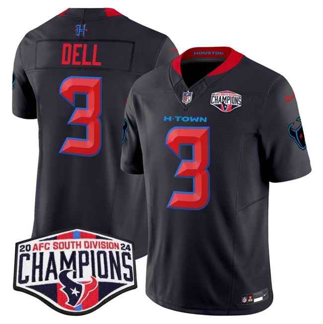 Men's Houston Texans #3 Tank Dell Navy 2nd Alternate F.U.S.E. 2024 AFC South Division Champions Vapor Limited Stitched Football Jersey