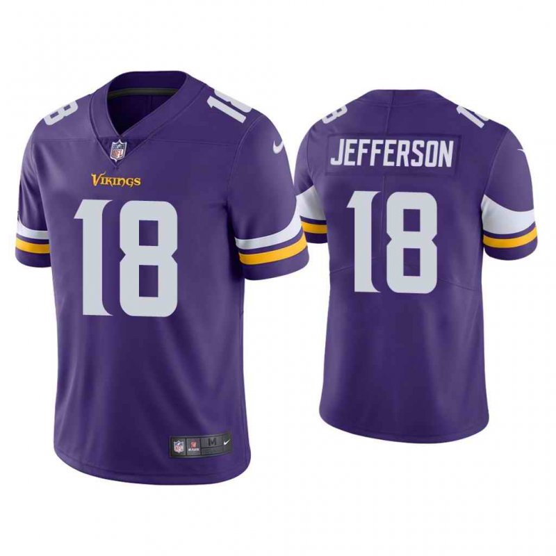 Youth Minnesota Vikings #18 Justin Jefferson Purple Vapor Untouchable Limited Stitched Jersey