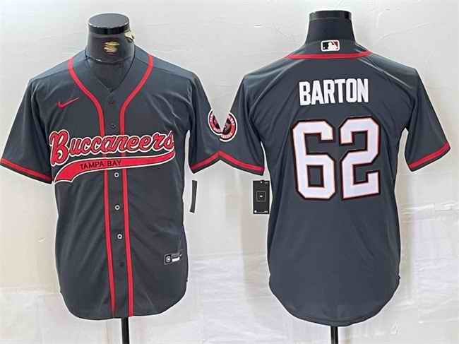 Men's Tampa Bay Buccaneers #62 Graham Barton Grey Cool Base Stitched Baseball Jersey