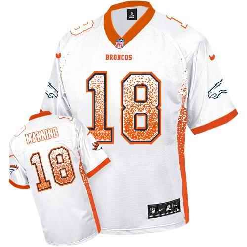 Nike Broncos #18 Peyton Manning White Youth Stitched NFL Elite Drift Fashion Jersey