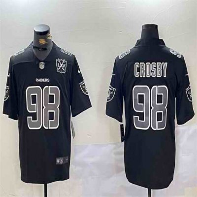 Men's Las Vegas Raiders #98 Maxx Crosby Black With 65th Anniversary Patch Vapor Limited Stitched Jersey