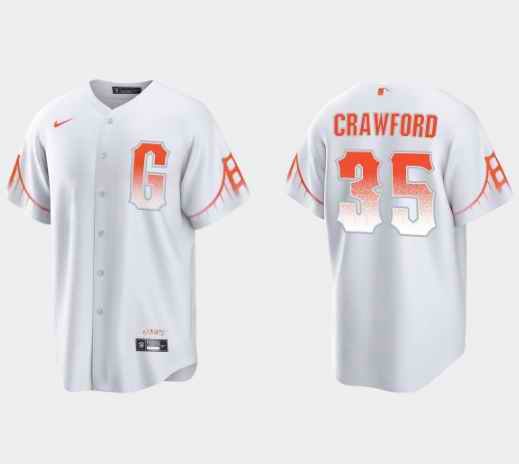 Women's San Francisco Giants #35 Brandon Crawford White City Connect Cool Base Stitched Jersey'Run Small'