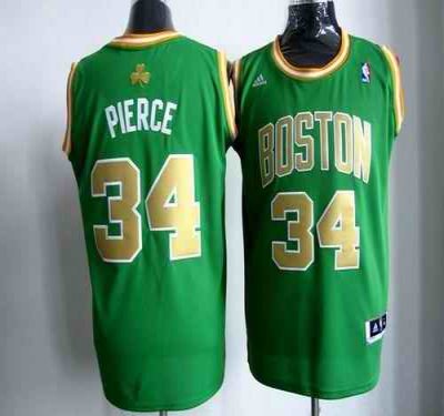 Celtics #34 Paul Pierce Stitched Green Gold Number NBA Jersey