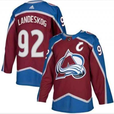 Men's Adidas Colorado Avalanche #92 Gabriel Landeskog Burgundy With C Patch Stitched NHL Jersey