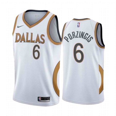 Men's Dallas Mavericks #6 Kristaps Porzingis 2020 White City Edition Stitched Jersey