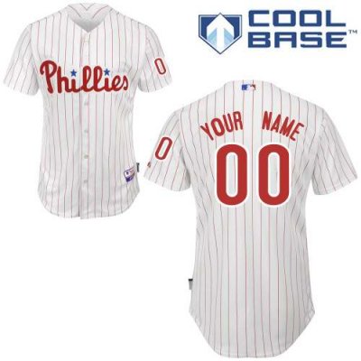 Phillies Personalized Authentic White Red Strip Cool Base MLB Jersey