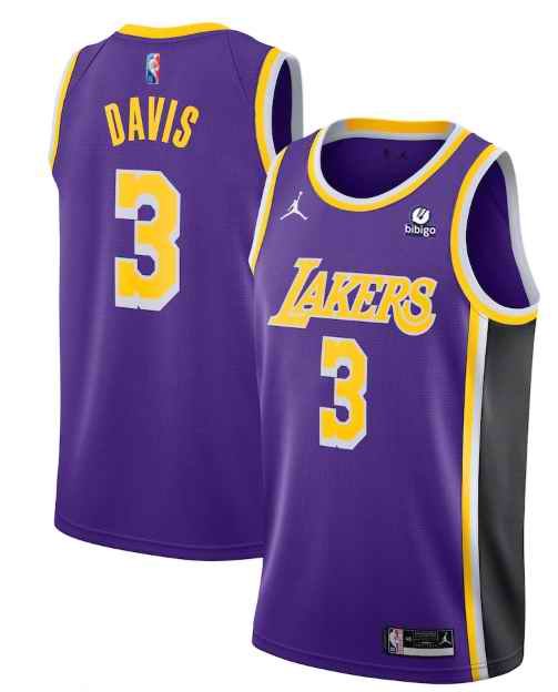 Men's Los Angeles Lakers #3 Anthony Davis Purple 75th Anniversary Stitched Jersey