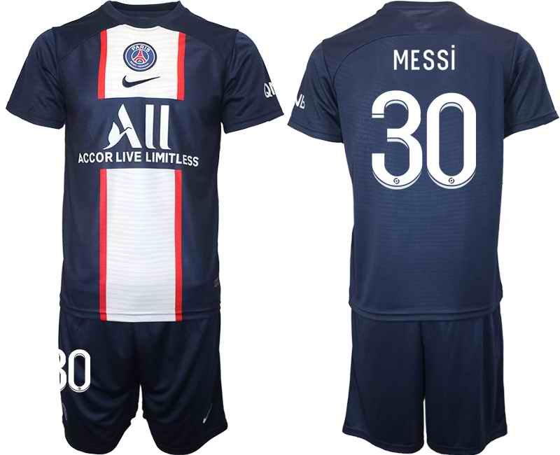 Men's Paris Saint-Germain #30 Lionel Messi 2023 Navy Home Soccer Jersey Suit