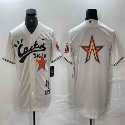 Men's Houston Astros Team Big Logo Cream Cactus Jack Vapor Premier Limited Stitched Baseball Jersey