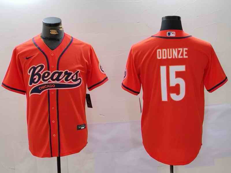 Men's Chicago Bears #15 Rome Odunze Orange Cool Base Stitched Baseball Jersey