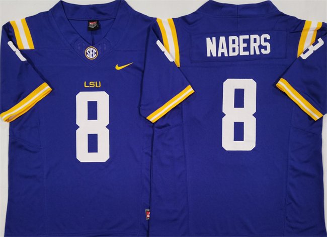 Men's LSU Tigers #8 Malik Nabers Royal F.U.S.E. Stitched Jersey