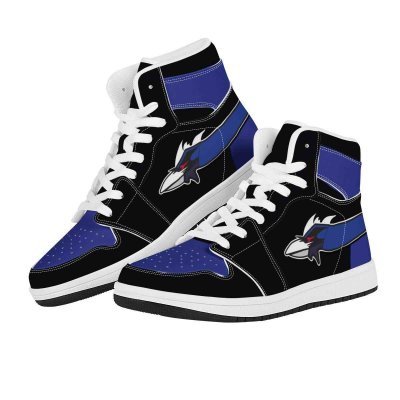 Men's Baltimore Ravens High Top Leather AJ1 Sneakers 001