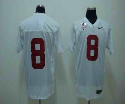 Crimson Tide #8 Julio Jones White 2016 College Football Playoff National Championship Patch Stitched NCAA Jersey