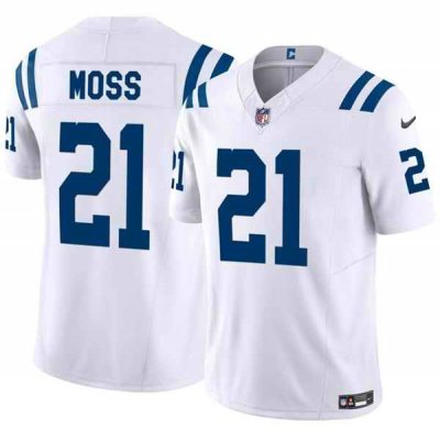 Men's Indianapolis Colts #21 Zack Moss White 2023 F.U.S.E. Vapor Untouchable Limited Stitched Football Jersey