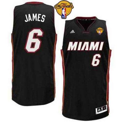 Heat #6 LeBron James Black Revolution 30 Miami Finals Patch Stitched NBA Jersey