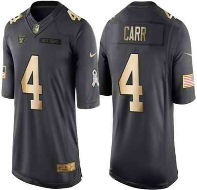 Nike Raiders #4 Derek Carr Black Men's Stitched NFL Limited Gold Salute To Service Jersey