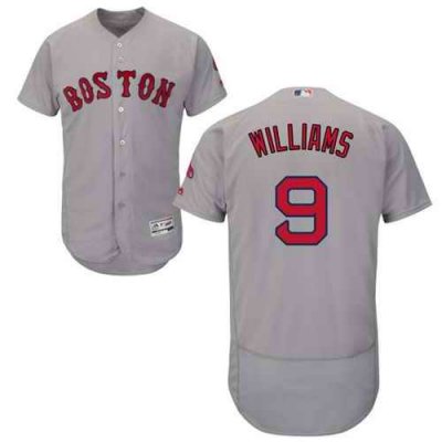 Red Sox #9 Ted Williams Grey Flexbase Authentic Collection Stitched MLB Jersey