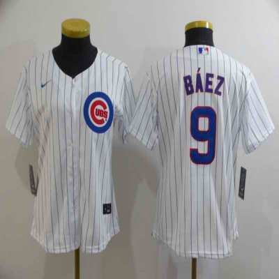 Women's Chicago Cubs #9 Javier Baez White Cool Base Stitched MLB Jersey