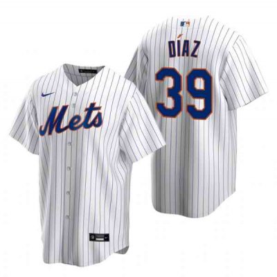 Men's New York Mets #39 Edwin D'az White Cool Base Stitched Baseball Jersey